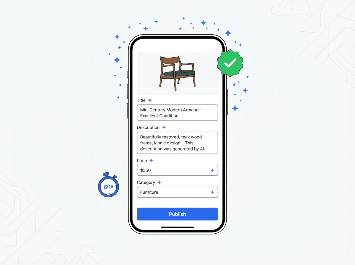AI listing assistant generating a listing from a phone photo